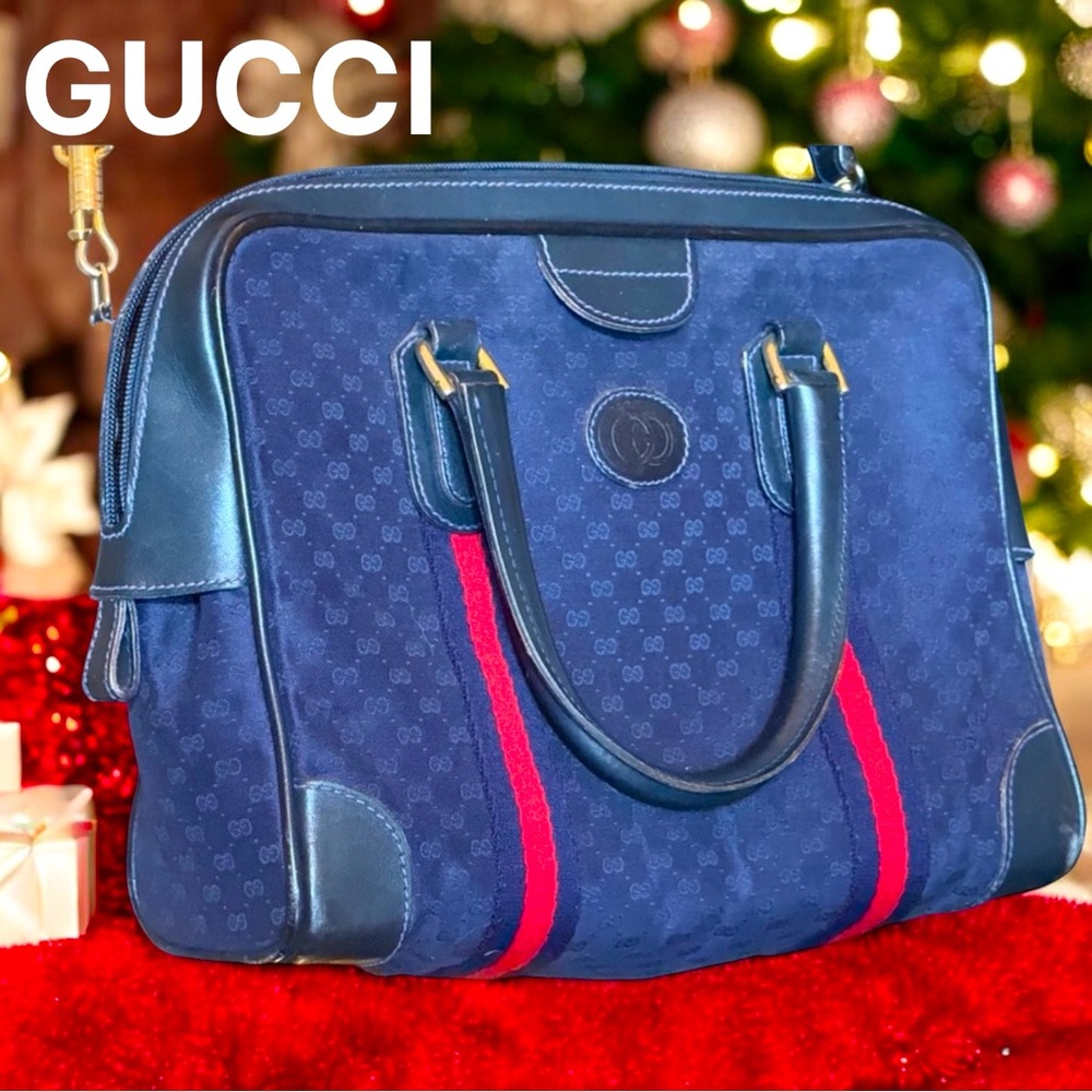 Gucci GG Monogram Supreme Sherry Web Ophidia Boston Doctor Satchel Bag Vintage